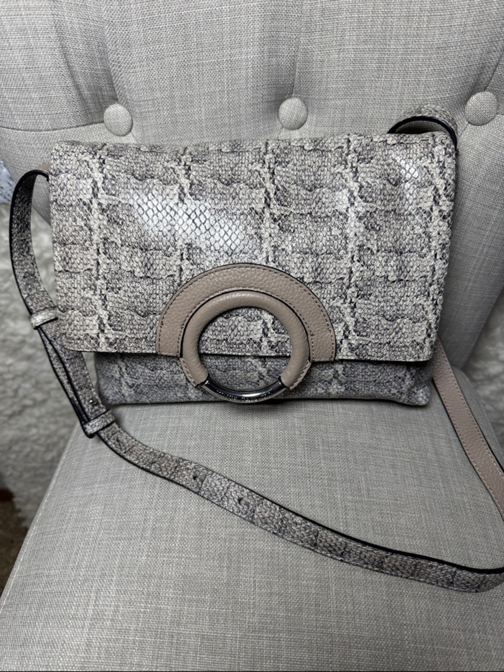 Vince CAMUTO Snake-Print Crossbody Bag with Ring Accent
